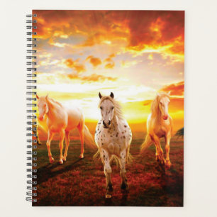 Horses at sunset throw pillow planner