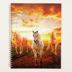 Horses at sunset throw pillow planner