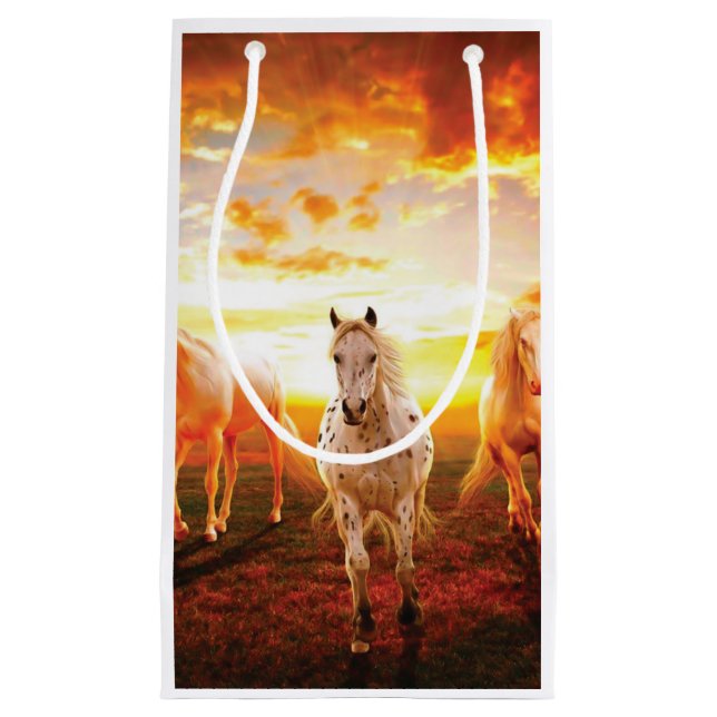 Horses at sunset throw pillow small gift bag (Front)