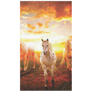 Horses at sunset throw pillow tablecloth