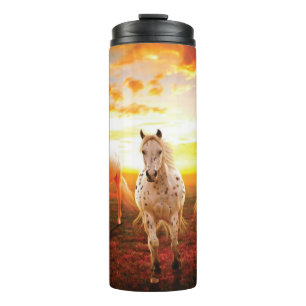 Horses at sunset throw pillow thermal tumbler