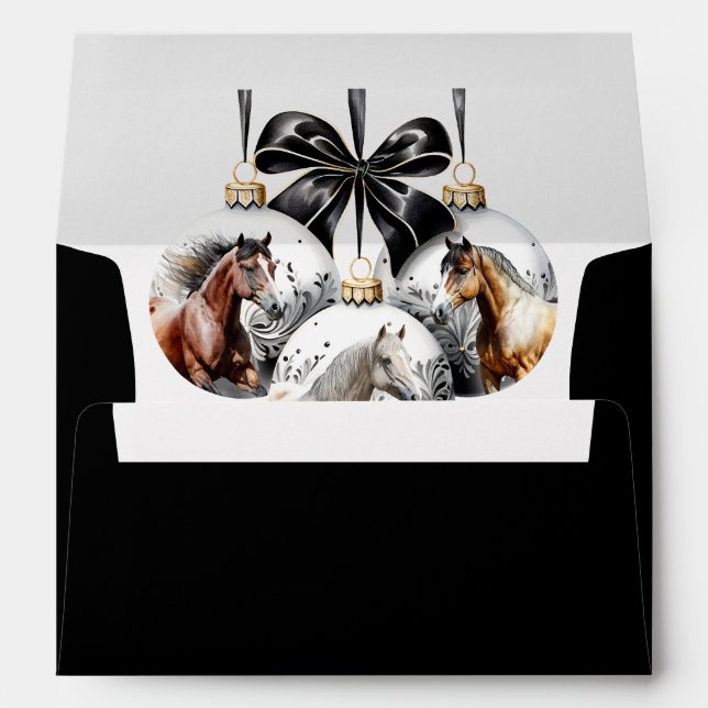 Horses black and gold Christmas quote Envelope (Back (Bottom))