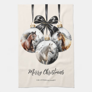 Horses black and gold Christmas quote Kitchen Towel
