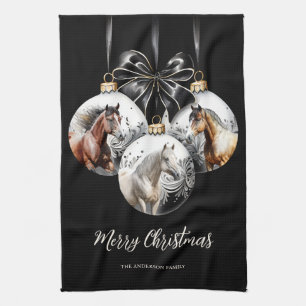 Horses black and gold Christmas quote Kitchen Towel