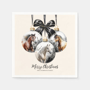 Horses black and gold Christmas quote Napkin