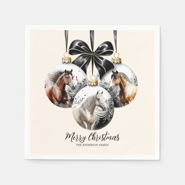 Horses black and gold Christmas quote Napkin (Front)
