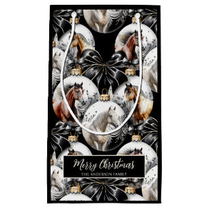 Horses black and gold Christmas quote Small Gift Bag