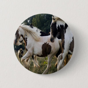 HORSES BLACK AND WHITE 1.PNG 2 INCH ROUND BUTTON