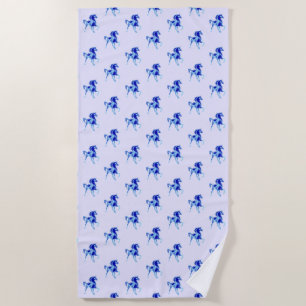 Horses Blue Beach Towel - Choose Colours