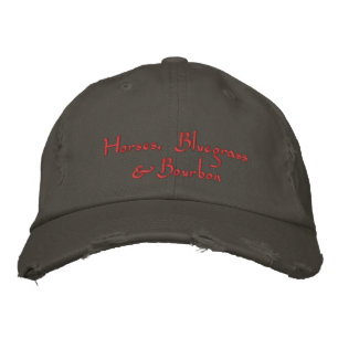 Horses, Bluegrass & Bourbon red on charcoal Embroidered Hat