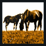 Horses Brown Yellow Pop Art Square Poster<br><div class="desc">Pop Art Horses Silhouettes - Sepia Toned Horse Silhouettes / Pop Art Horses - Farm Animals / Horses Comic Style Digital Pop Art Artwork - Pop Art Horse Digital Posters Prints</div>