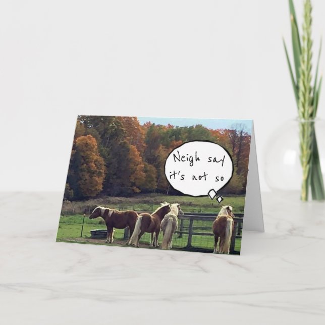 ***HORSES CAN'T BELIEVE THE NEWS*** 50th BIRTHDAY Card (Front)