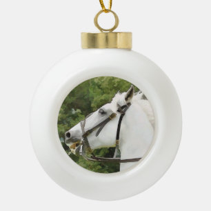 HORSES CERAMIC BALL CHRISTMAS ORNAMENT