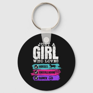 Horses Cheerleading Ramen Just A Girl Who Loves Pu Keychain
