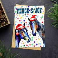 Horses Christmas peace and joy greeting