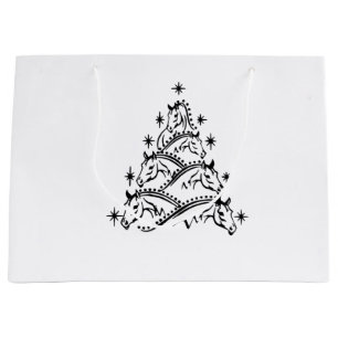 Horses Christmas Tree Equestrian Holiday Xmas Large Gift Bag