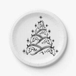 Horses Christmas Tree Equestrian Holiday Xmas Paper Plate