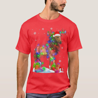 Horses Christmas Tree Light Pajama Animal Xmas332 T-Shirt