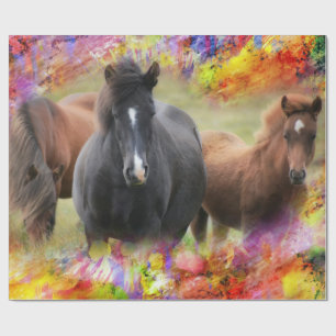 Horses Colorful Wrapping Paper
