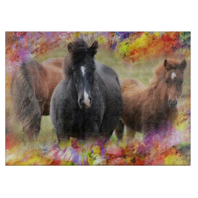 Horses Colourful Cutting Board (Front)