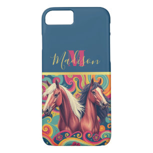 Horses colourful ornamental iPhone / iPad cas Case-Mate iPhone Case