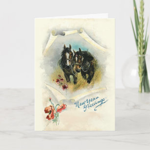 Horses Custom Christmas Greeting Card