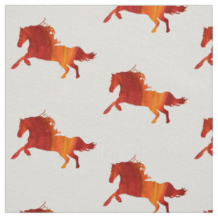 Horses Custom Ivory Linen (54" width) Fabric