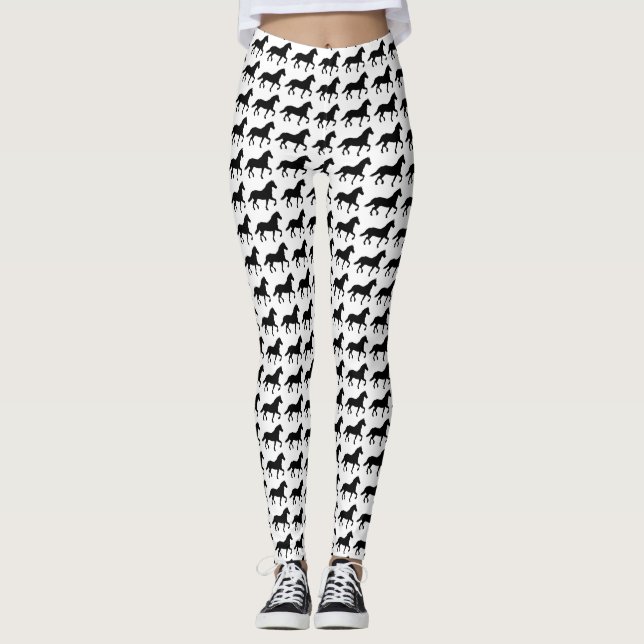 Horses Customizable Colour Jogging, Yoga, Exercise Leggings (Front)