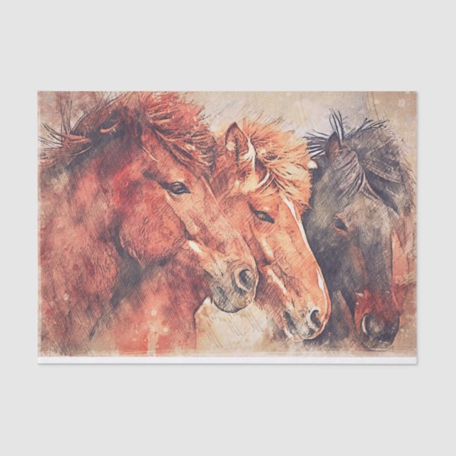 Horses Decoupage, Collage or tissue paper. Tissue Paper (Front)