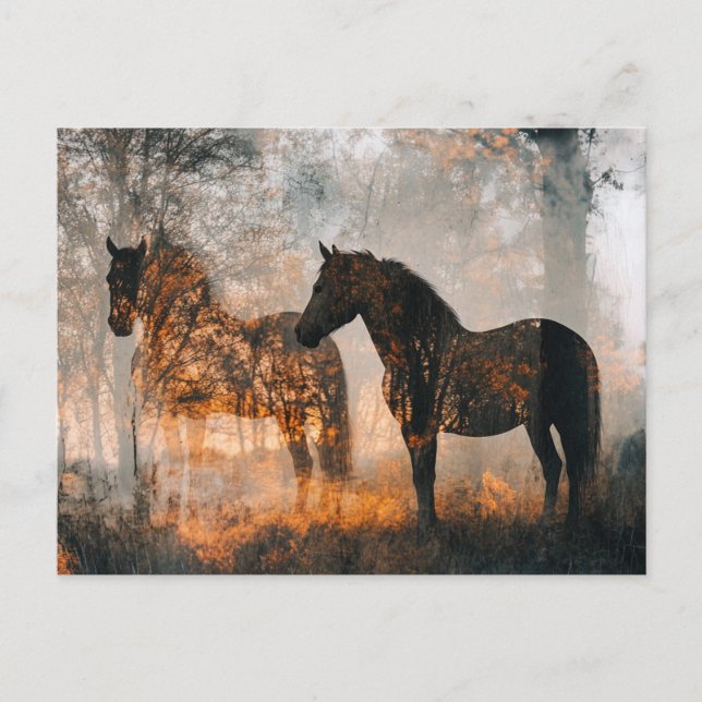 Horses Double Exposure Postcard (Front)