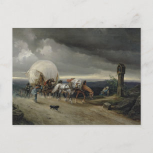 Horses Drawing Carts up a Hill, 1856 Postcard