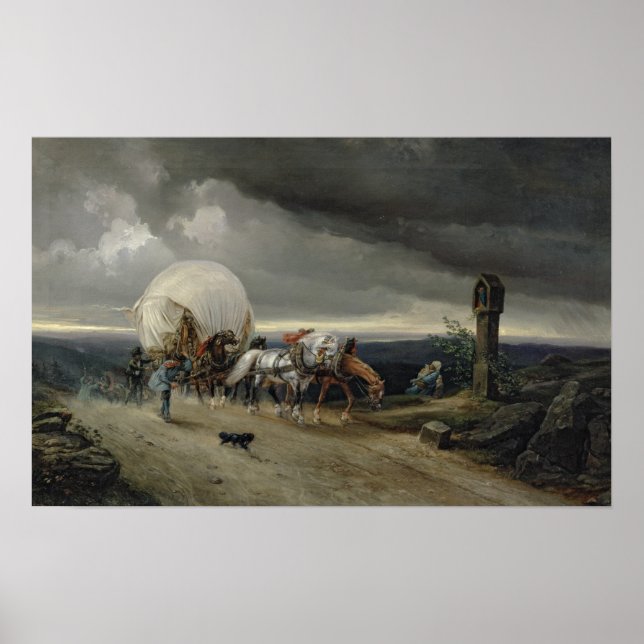 Horses Drawing Carts up a Hill, 1856 Poster (Front)