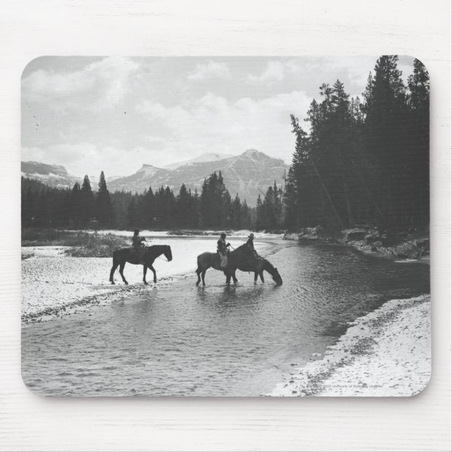 Horses drinking from and crossing a river mouse pad (Front)