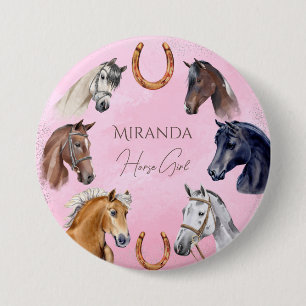 Horses equestrian elegant birthday party favors 3 inch round button