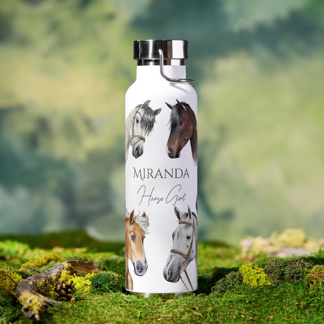Horses equestrian elegant birthday party gifts water bottle (Outdoor)
