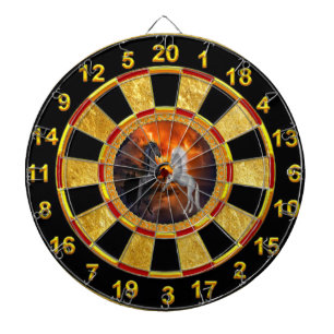 Horses fighting in a bad lightning storm dartboard