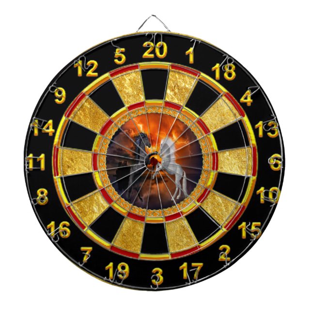 Horses fighting in a bad lightning storm dartboard (Front)