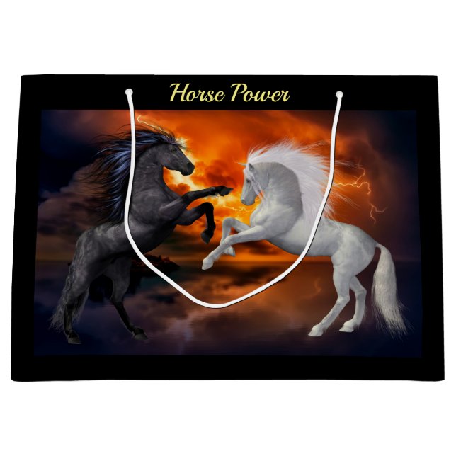 Horses fighting in a bad lightning storm large gift bag (Front)