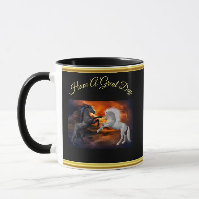 Horses fighting in a bad lightning storm mug (Left)
