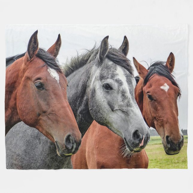 Horses Fleece Blanket (Front (Horizontal))