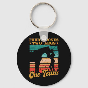 Horses Four Hooves Two Legs One Team Horse Girl Keychain