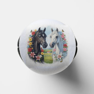 Horses framed by flowers seltzer can cooler