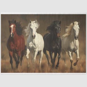 Horses Galloping Across Grassland Decoupage Tissue Paper