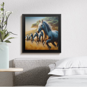Horses Galloping Across the Meadow Poster