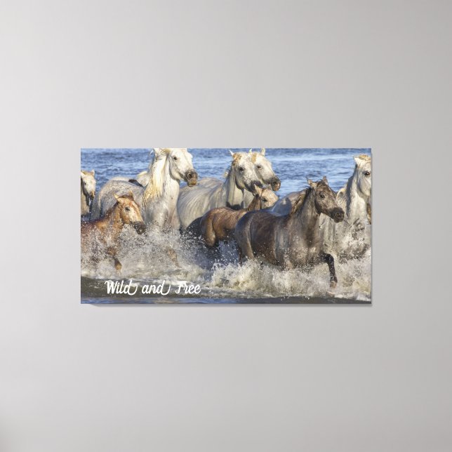 Horses galloping in the water canvas print (Front)