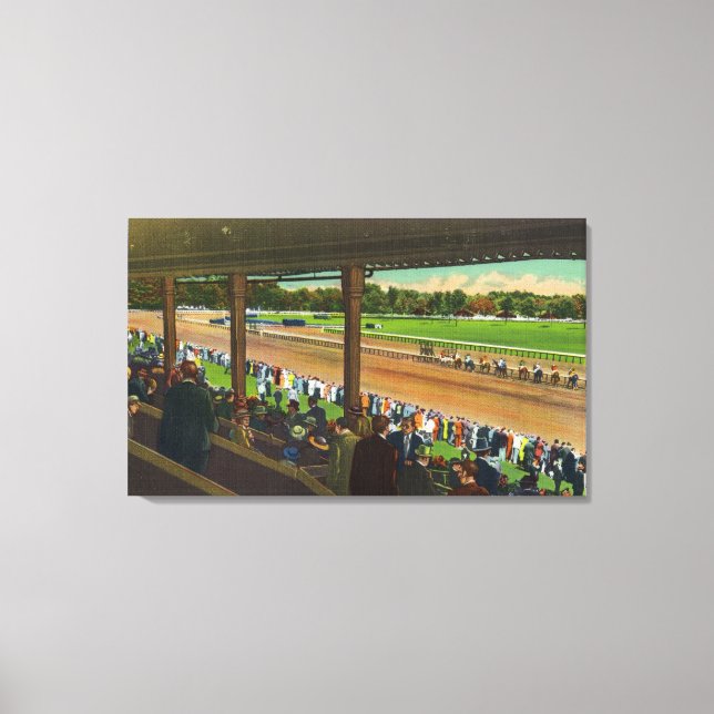 Horses Going to the Post at Race Track Canvas Print (Front)