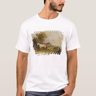Horses Grazing: A Grey Stallion grazing with Mares T-Shirt