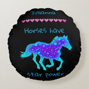 Horses Have Star Power Round Pillow