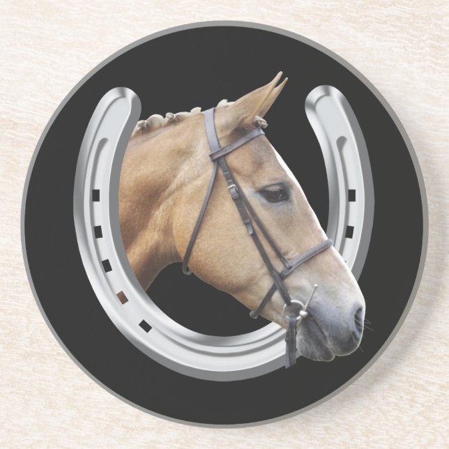 Horse's head in a horseshoe coaster (Front)