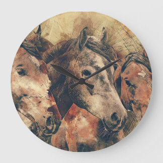 horses heads large clock